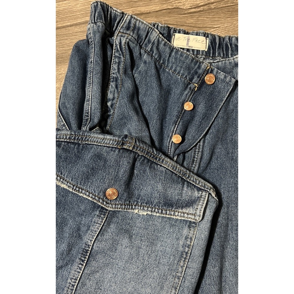 We The Free FP Baggy Barrel Leg High Rise Button Fly Cargo Jeans Large (31x29)